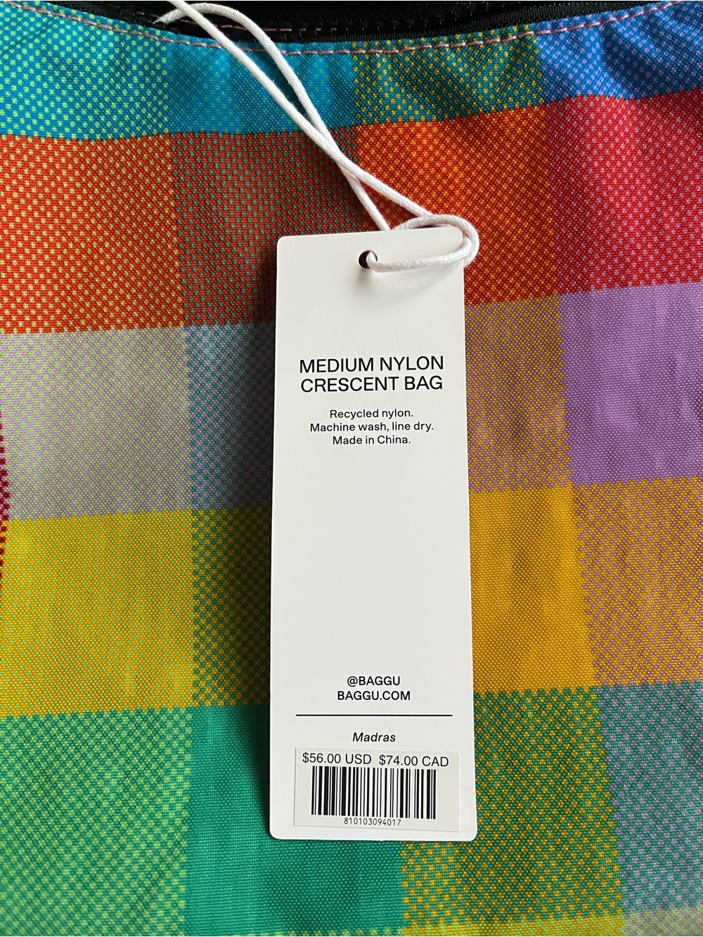BAGGU Madras Medium Crescent BNWT - Picture 3 of 11